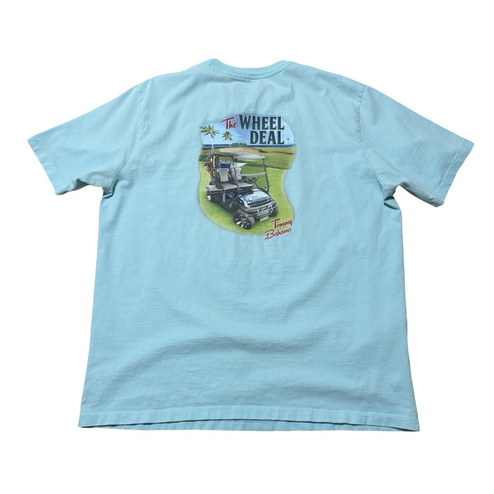 Tommy Bahama Men's The Wheel Deal Golf Cart T Shirt *Stained* Sz‎ M 22 x 27